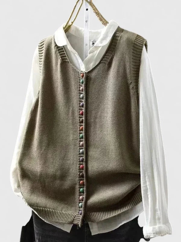 Multi-Colored Knit Button-Front Cardigan