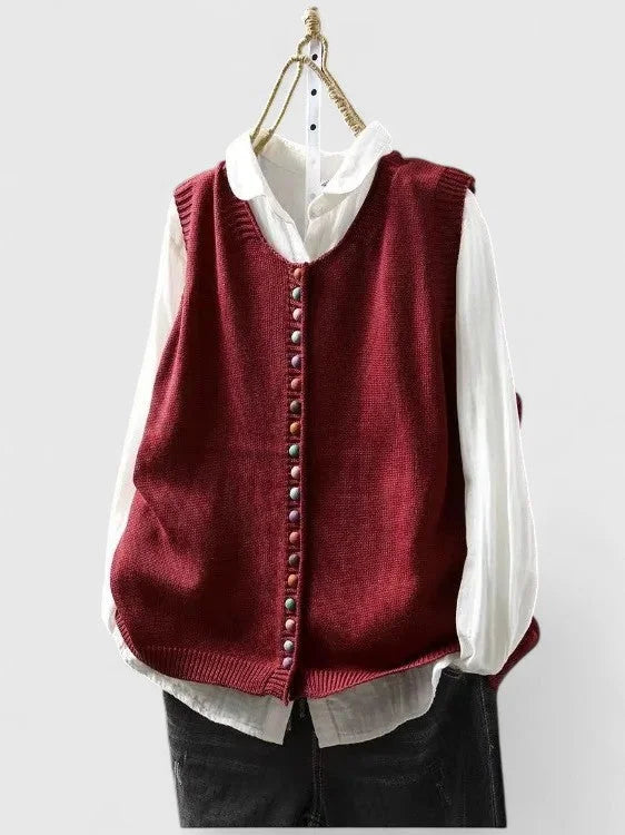 Multi-Colored Knit Button-Front Cardigan