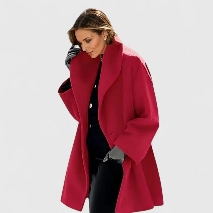 Button-Front Shawl Collar Wool Coat