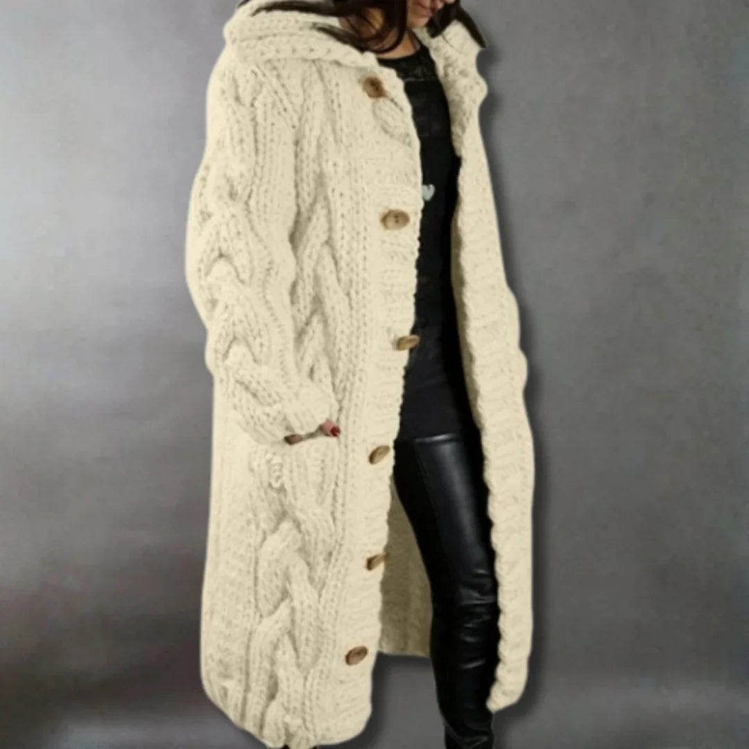 Cozy Cable-Knit Coat with Hood