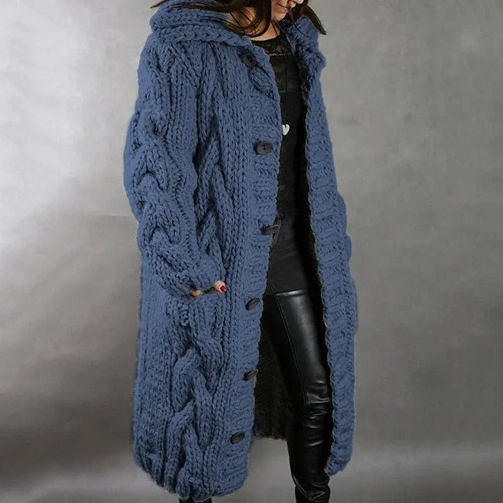 Cozy Cable-Knit Coat with Hood