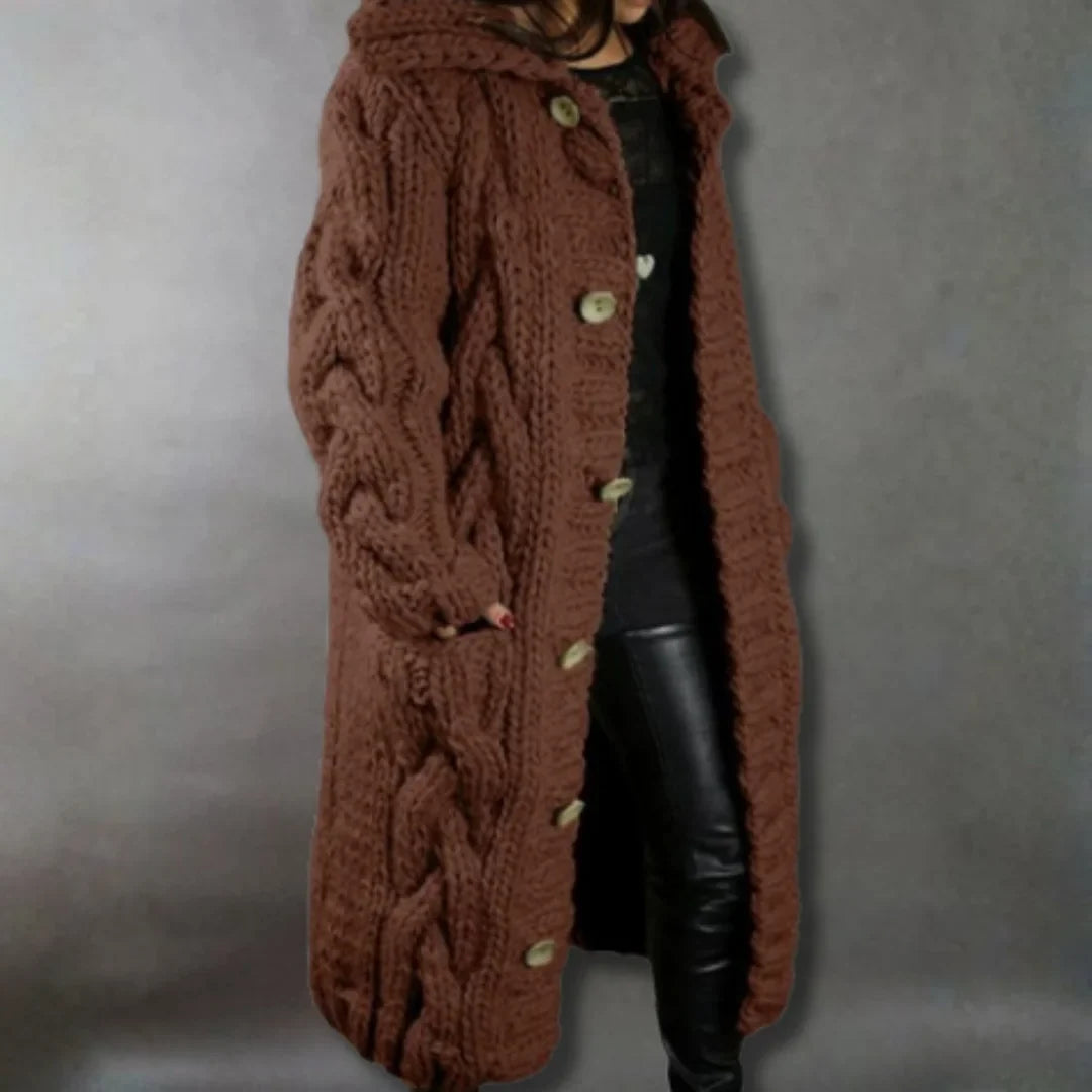 Cozy Cable-Knit Coat with Hood