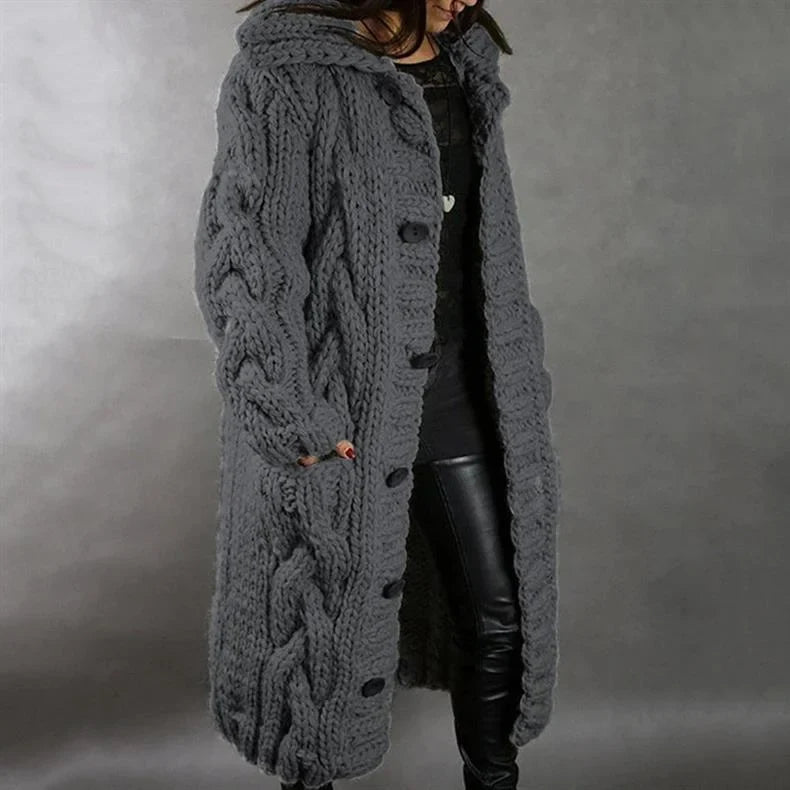 Cozy Cable-Knit Coat with Hood