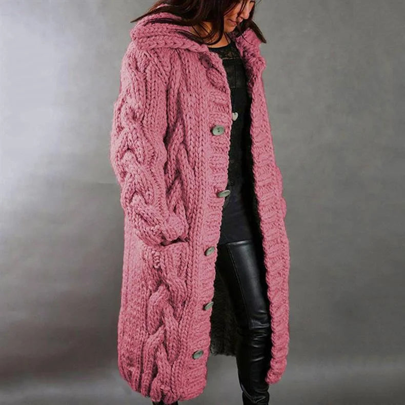 Cozy Cable-Knit Coat with Hood