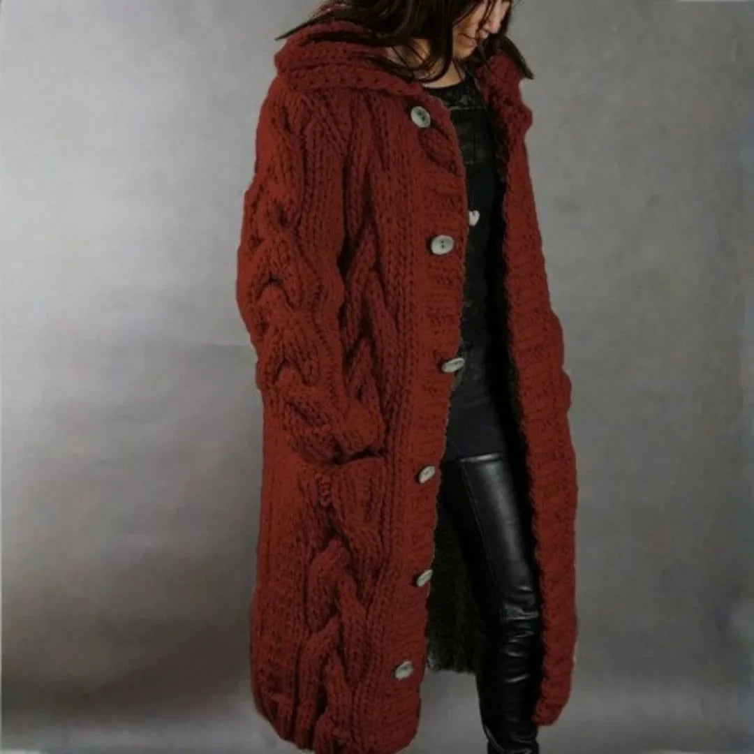 Cozy Cable-Knit Coat with Hood