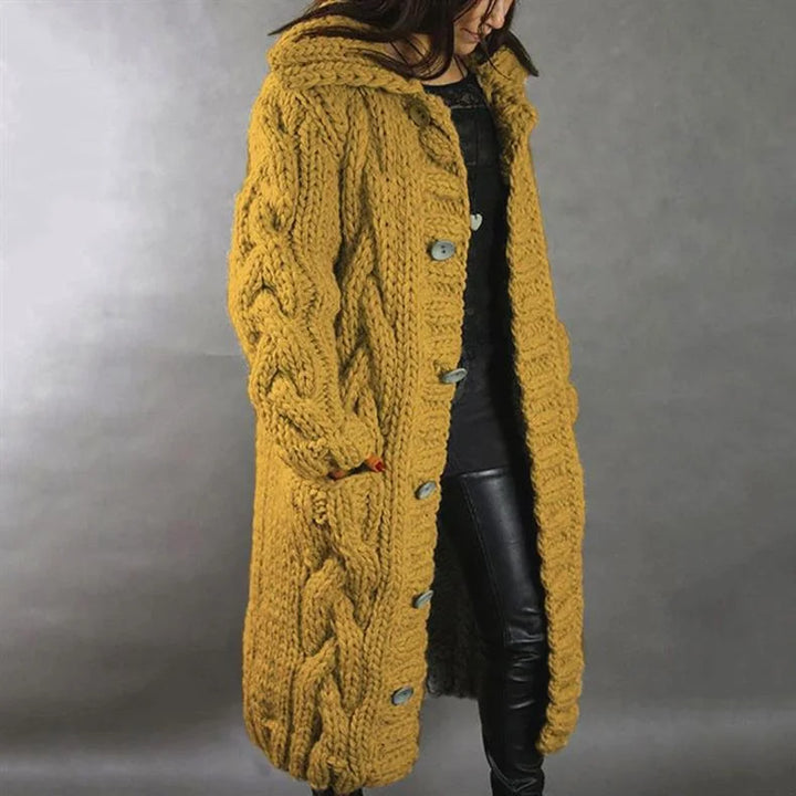 Cozy Cable-Knit Coat with Hood
