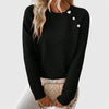 Knit Crew Neck Sweater with Pearl Buttons