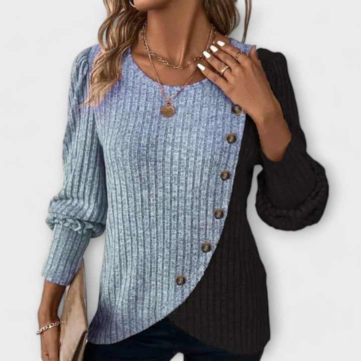 Color-Block Knitted Blouse