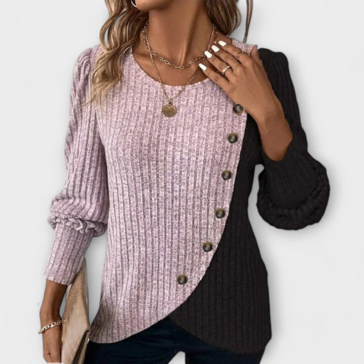 Color-Block Knitted Blouse