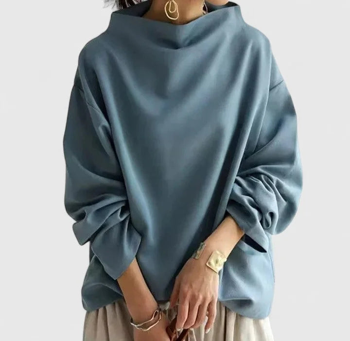 Stand Collar Loose Draped Sweatshirt