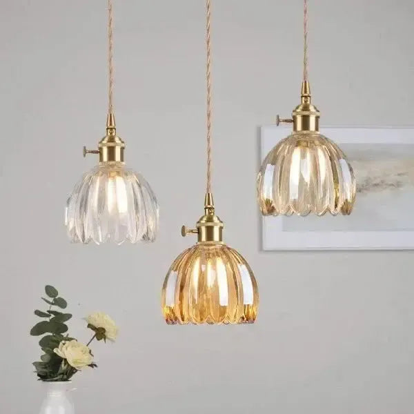 Elegant Flower-Shaped Glass Pendant Lamp - Atmospheric Light