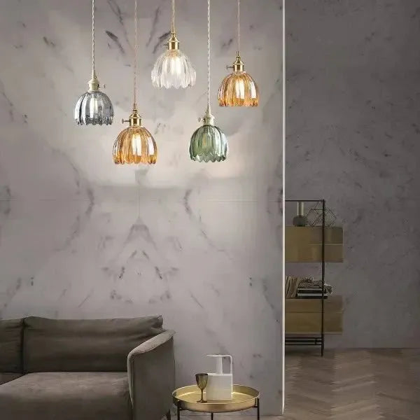 Elegant Flower-Shaped Glass Pendant Lamp - Atmospheric Light