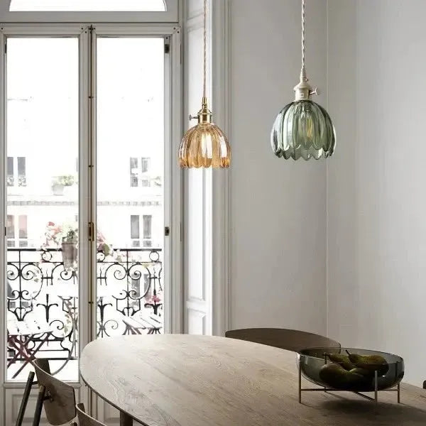 Elegant Flower-Shaped Glass Pendant Lamp - Atmospheric Light