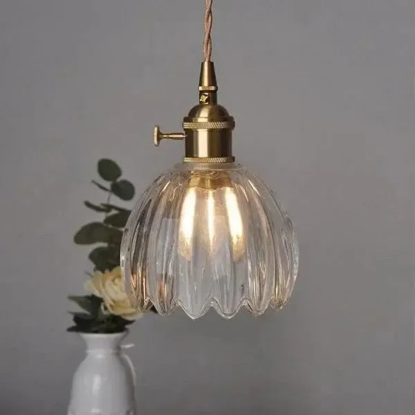 Elegant Flower-Shaped Glass Pendant Lamp - Atmospheric Light