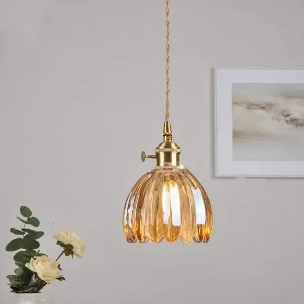 Elegant Flower-Shaped Glass Pendant Lamp - Atmospheric Light