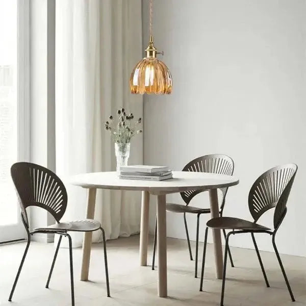 Elegant Flower-Shaped Glass Pendant Lamp - Atmospheric Light
