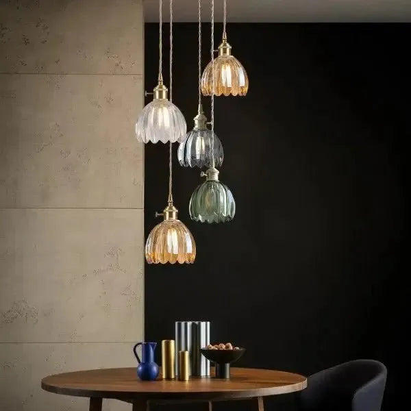 Elegant Flower-Shaped Glass Pendant Lamp - Atmospheric Light