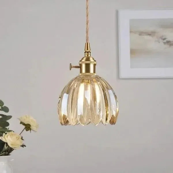 Elegant Flower-Shaped Glass Pendant Lamp - Atmospheric Light