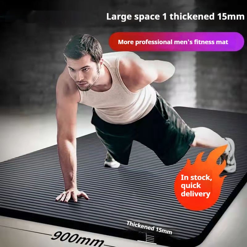 Exercise Mat and Bikram Yoga with Non Slip Ribbed Surface and Thick Cushioning Foam