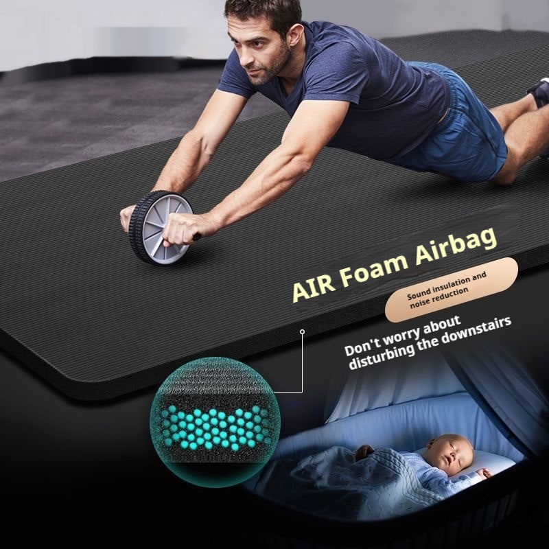 Exercise Mat and Bikram Yoga with Non Slip Ribbed Surface and Thick Cushioning Foam