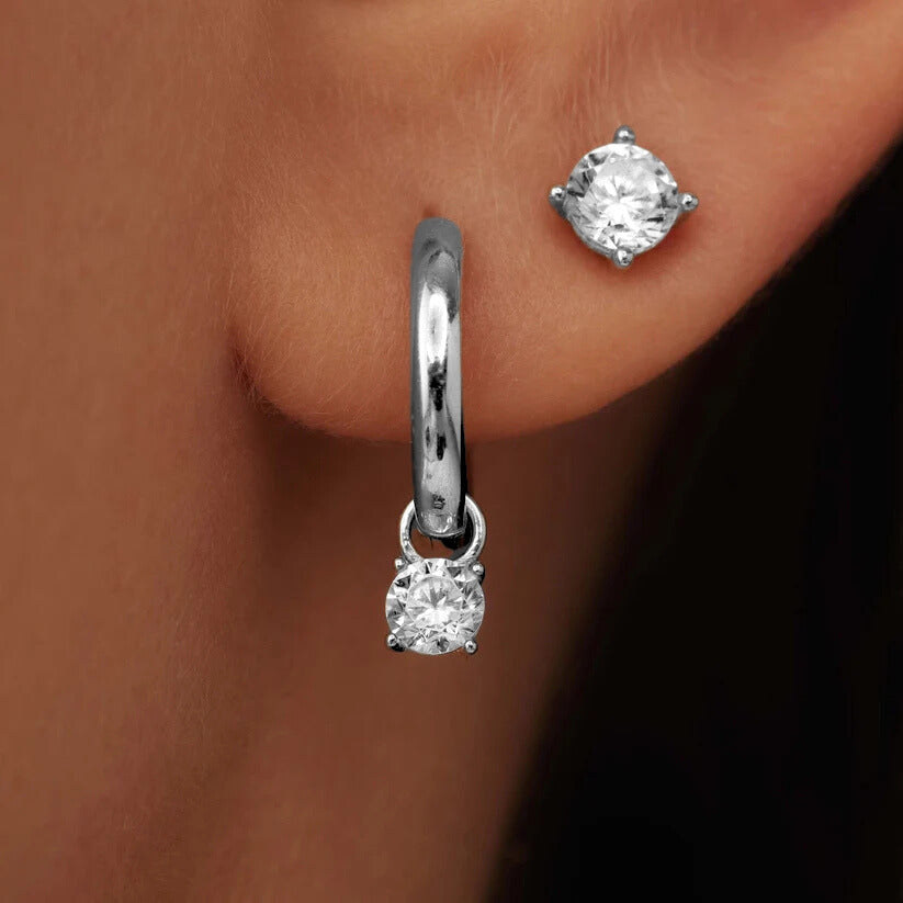 Elegant white gold earrings with moonstone