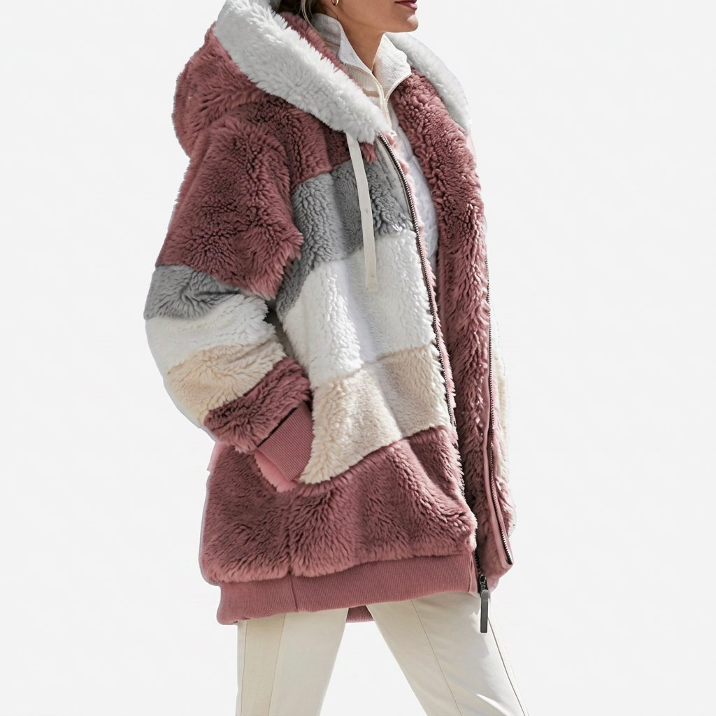 Faux Fur Puffer Jacket with Fleece Lining for Women