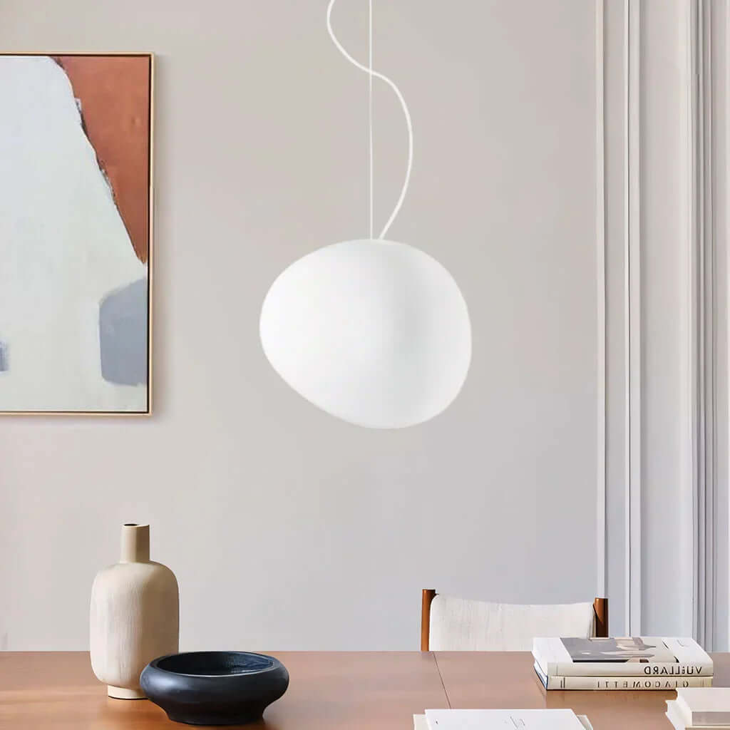 White Stone Pendant Lamp - Modern and Minimalist
