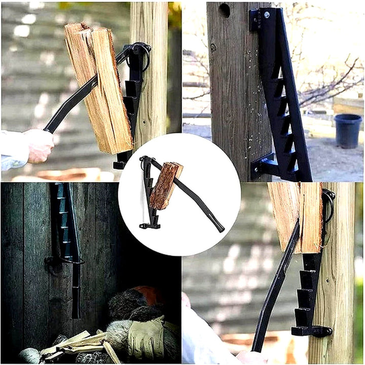Manual Log Splitter with Wall Mount – Lever-Activated Firewood Tool