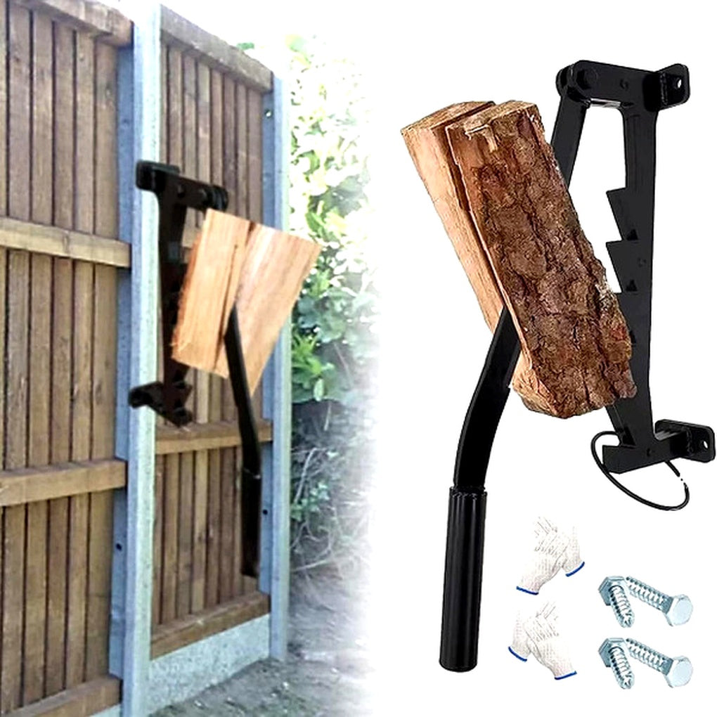 Manual Log Splitter with Wall Mount – Lever-Activated Firewood Tool