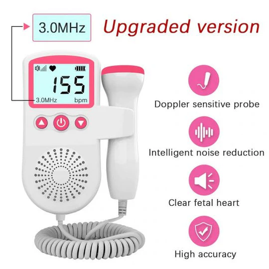 Fetal Doppler and Heart Rate Monitor for Pregnancy at Home with Backlit Lcd Display and Speaker