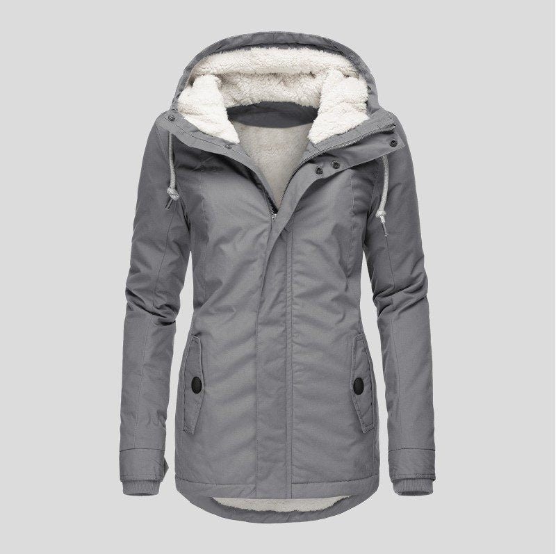 Fleece-Lined Parka with Hood for Women