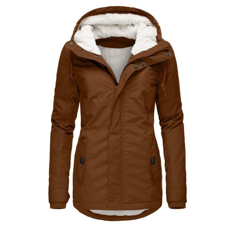 Fleece-Lined Parka with Hood for Women