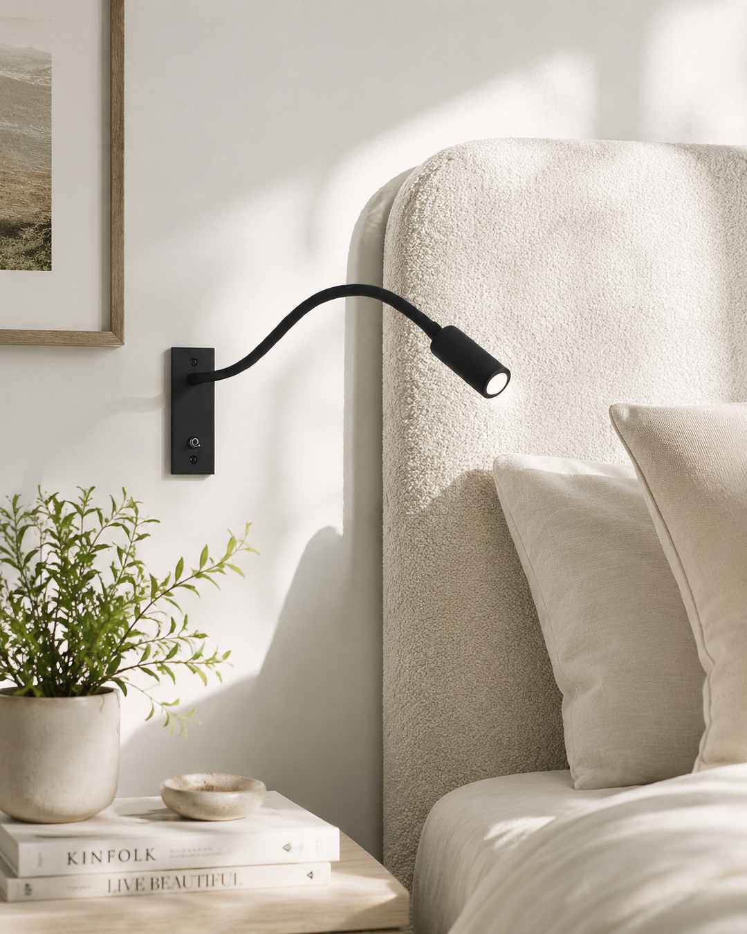 Flexible Gooseneck Wall Lamp – Adjustable Modern Reading Light for Bed and Sofa