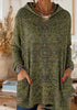 Bohemian-print hooded tunic top with relaxed fit and long sleeves