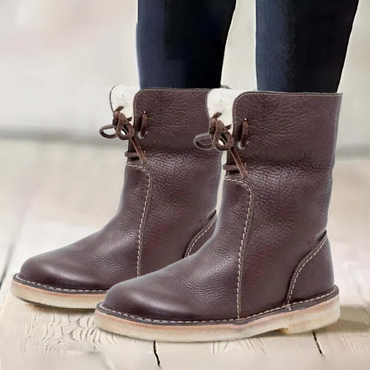 Fur-Lined Lace-Up Winter Boots for Women
