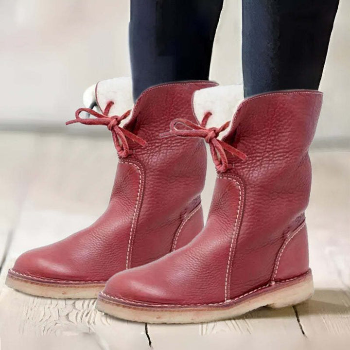 Fur-Lined Lace-Up Winter Boots for Women