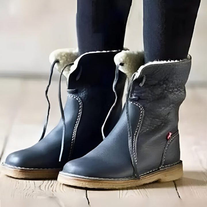 Fur-Lined Lace-Up Winter Boots for Women