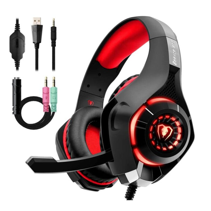 Gaming Headphones with Mic and LED Lights Wired Headset with Microphone USB and 3.5mm Jack