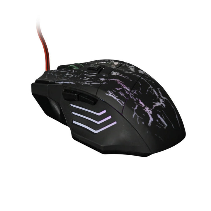 Gaming Mouse Wired Optical Rgb with Cracked Pattern Design and Braided Cable