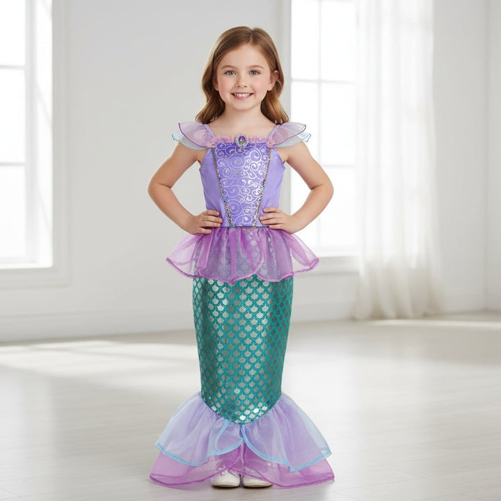 Girls' Halloween Mermaid Costume with Accessories for Dress-Up Party