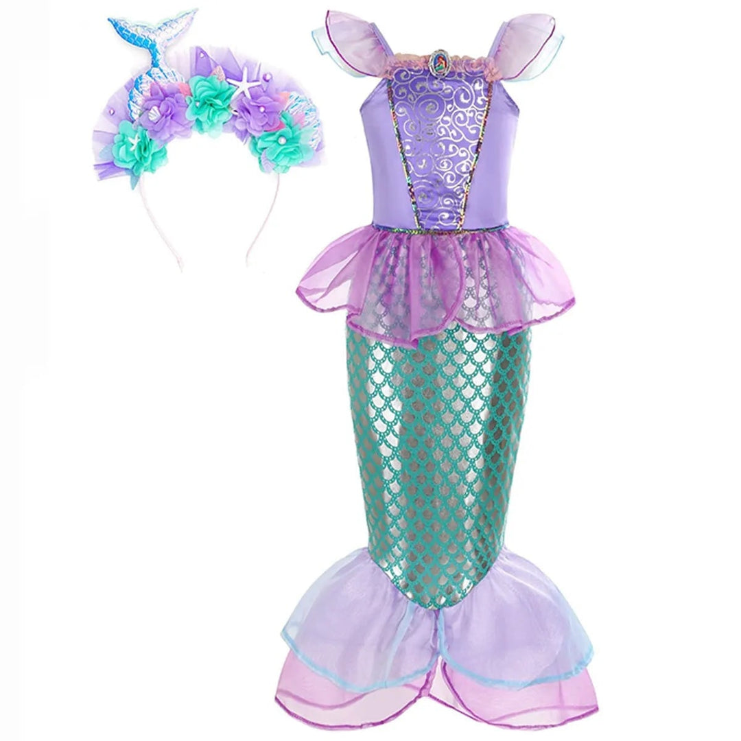 Girls' Halloween Mermaid Costume with Accessories for Dress-Up Party