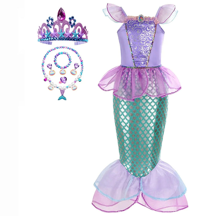 Girls' Halloween Mermaid Costume with Accessories for Dress-Up Party