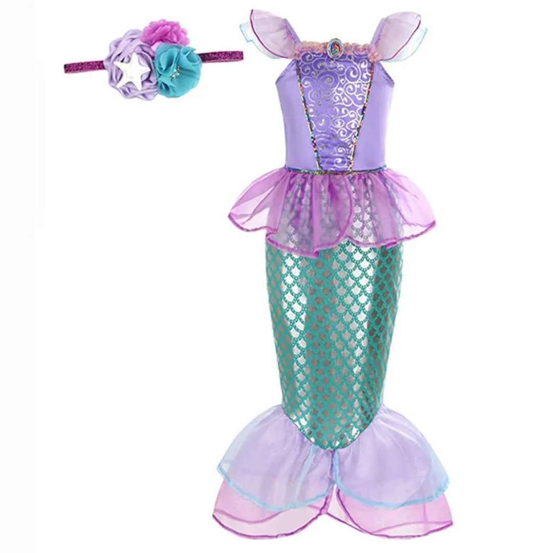 Girls' Halloween Mermaid Costume with Accessories for Dress-Up Party