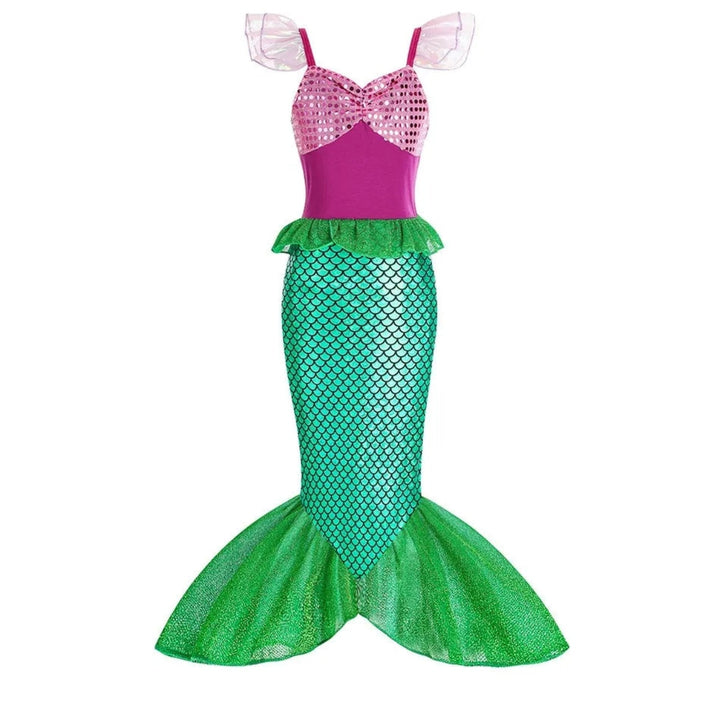 Girls' Halloween Mermaid Costume with Accessories for Dress-Up Party