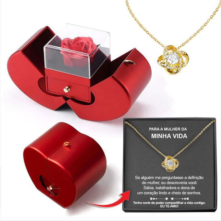 Jewelry Gift Box with Preserved Rose Pendant and Pull-Out Drawer Maid Of Honor Proposal