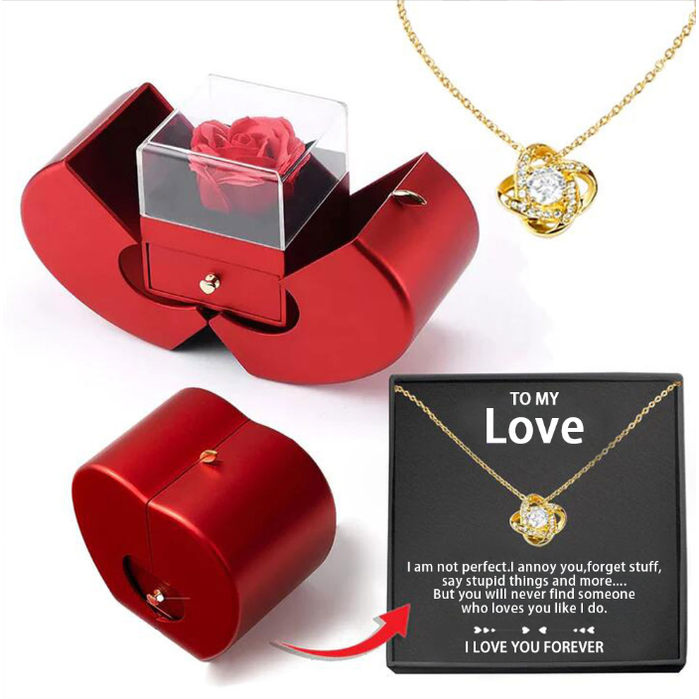 Jewelry Gift Box with Preserved Rose Pendant and Pull-Out Drawer Maid Of Honor Proposal