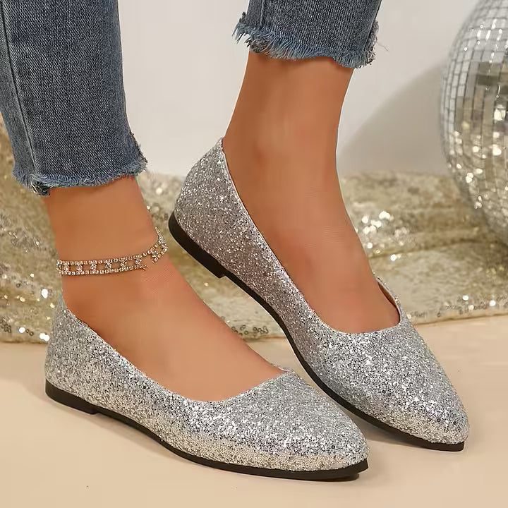 Glitter Pumps with Pointed Toe for Women