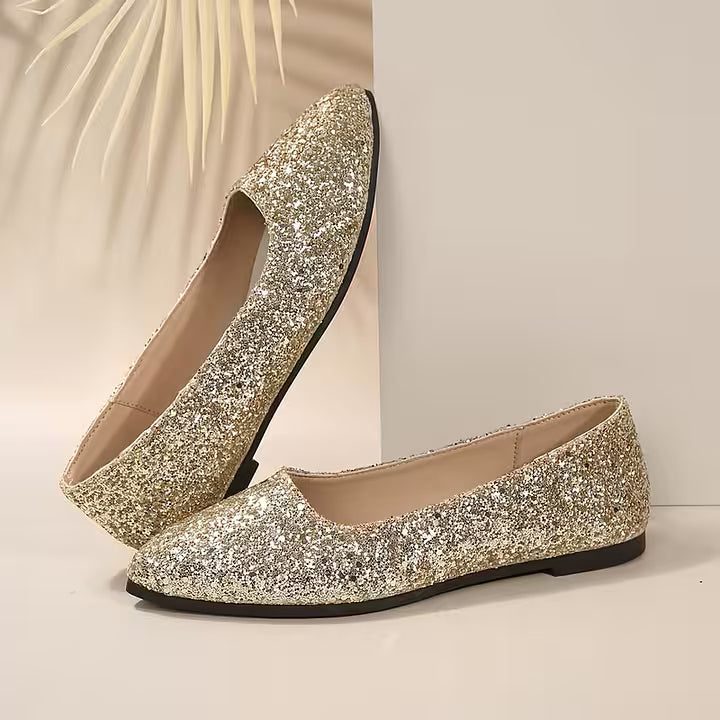 Glitter Pumps with Pointed Toe for Women