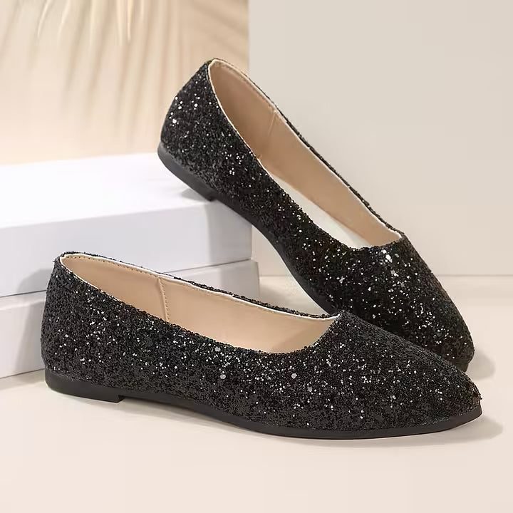 Glitter Pumps with Pointed Toe for Women