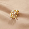 Serene gold ring with delicate little leaves